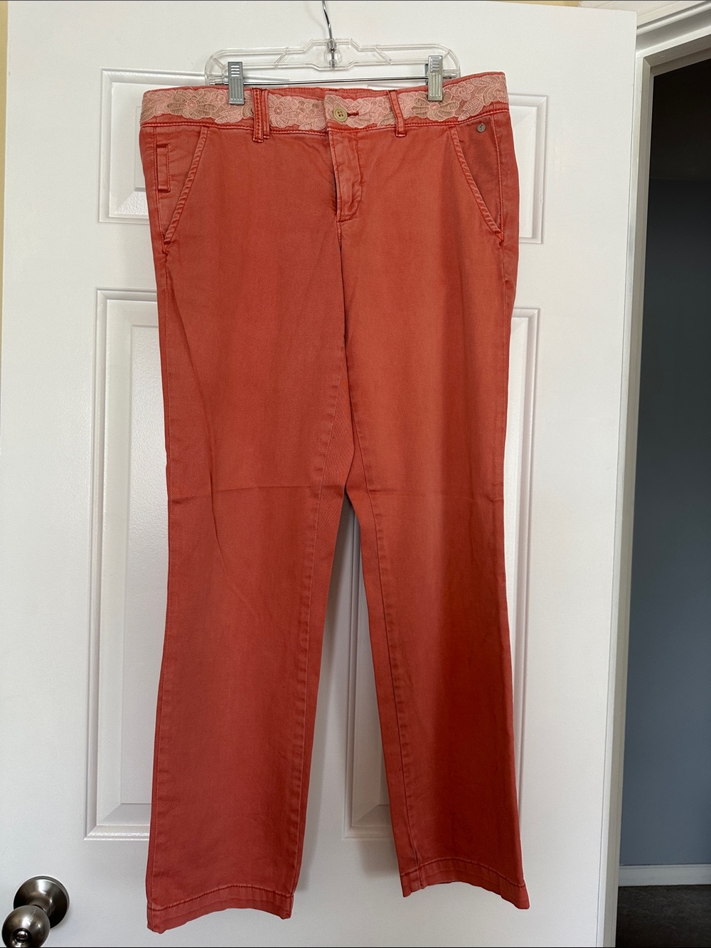 Pilots and the letterpress Coral Straight-Leg Pants with Lace Waistband